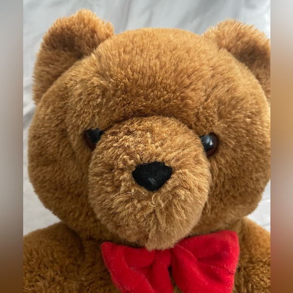 Dakin Brown Honey Jo Vintage 1986 20" Plush Teddy Bear Red Bow Tie Fun Farm - Picture 3 of 11